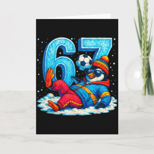Carte 67 Cadeau drôle de soccer de pingouin d'hiver de m