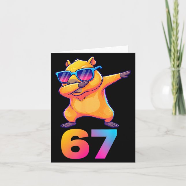 Carte 67 Capybara Six Seven Meme Animal Cool Capybara Da (Devant)