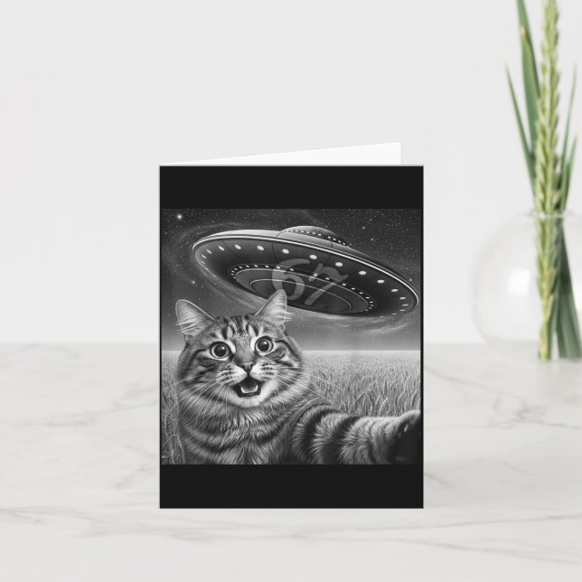 Carte 67 Cat Selfie With Alien Ufos Funny Cat Six Seven  (Devant)