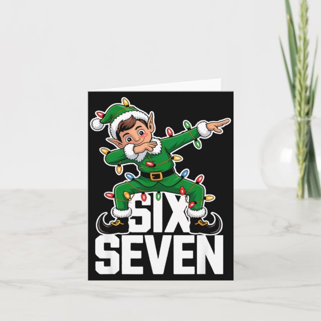 Carte 67 Christmas Six Seven 6 7 Meme Funny Dabbing Elf  (Devant)
