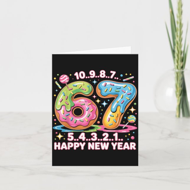 Carte 67 Countdown Happy New Year 2026 Funny Donut Numbe (Devant)