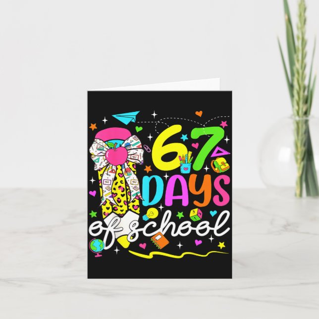 Carte 67 Days Of School Girls Coquette Bow Pencil 67 Day (Devant)