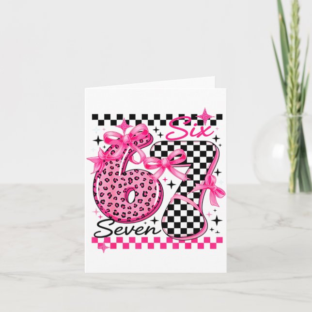 Carte 67 Leopard Checkered Six Seven Meme 6-7 Teachers  (Devant)