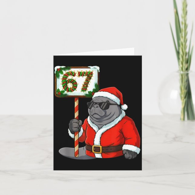 Carte 67 Manatee Christmas Six Seven Meme Brainrot Manat (Devant)