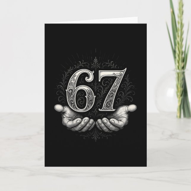 Carte 67 Meme 6 7 Six Seven Hands Funny Gen Alpha Slang  (Devant)