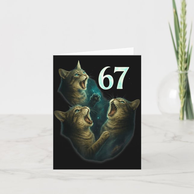 Carte 67 Meme Cat Howling At 67 Funny 6 7  (Devant)