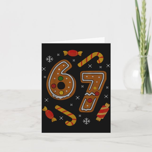 Carte 67 Meme Gingerbread Candy Cane Christmas Ugly Swea (Devant)