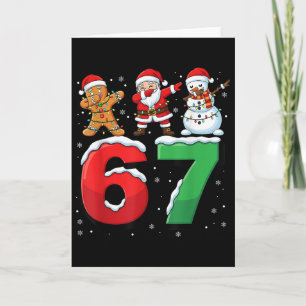Carte 67 Meme Six Seven Santa qui fait le dab 6 7 Noël d