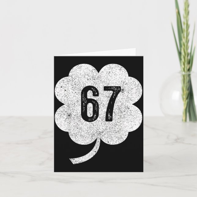 Carte 67 Meme Trèfle Saint-Patrick Rétro Chance Verte (Devant)