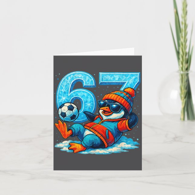 Carte 67 Penguin Soccer Funny Winter Meme Gift  (Devant)