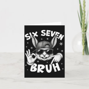 Carte 67 Six Seven Bruh Mignon Visage de Lapin Avec Lune