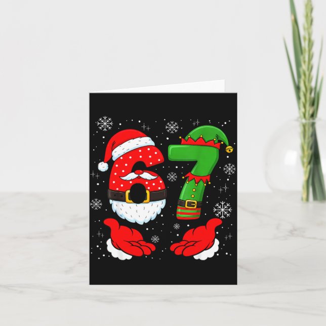 Carte 67 Six Seven Funny Santa Hand 6 7 Meme Christmas M (Devant)