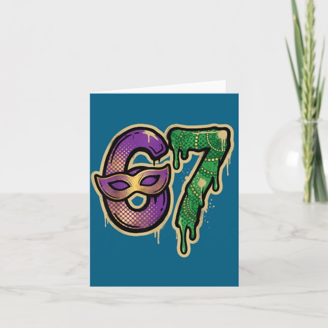 Carte 67 Six Seven Mardi Gras Graffiti Gen Alpha Brain R (Devant)