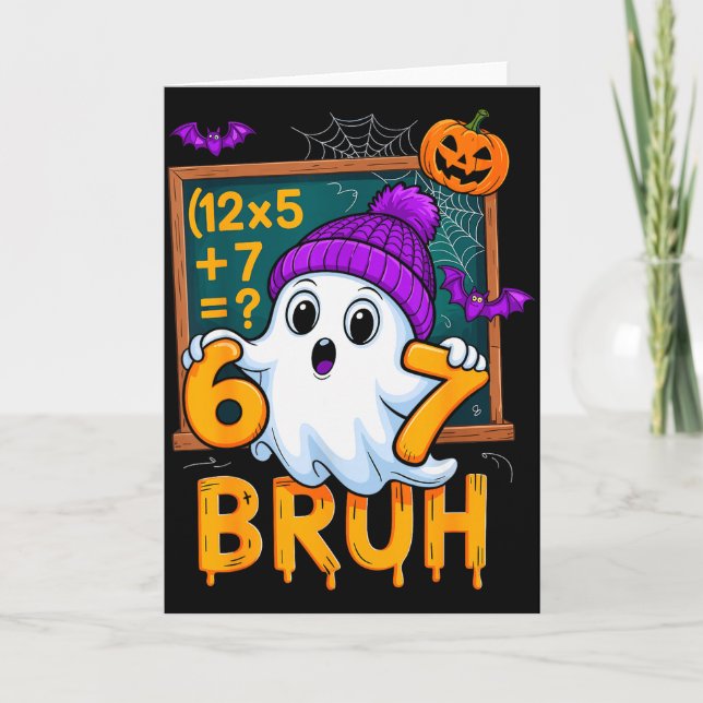 Carte 67 Teacher Halloween Ghost Six Seven Meme Math Hum (Devant)