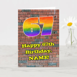 Carte 67e anniversaire : Arc-en-ciel amusant inspiré par