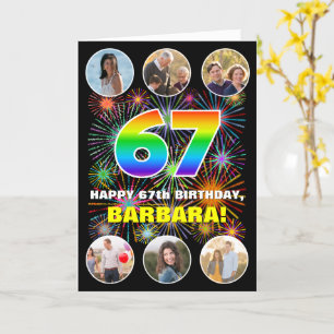 Carte 67e anniversaire : Arc en ciel amusant #, Nom pers