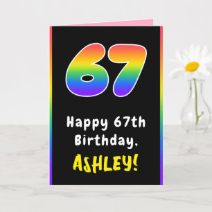 Carte 67e anniversaire : Arc-en-ciel coloré # 67, Nom pe
