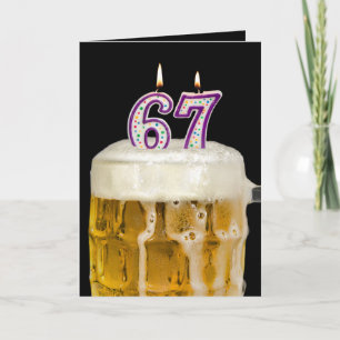 Carte 67e anniversaire Bière sur noir