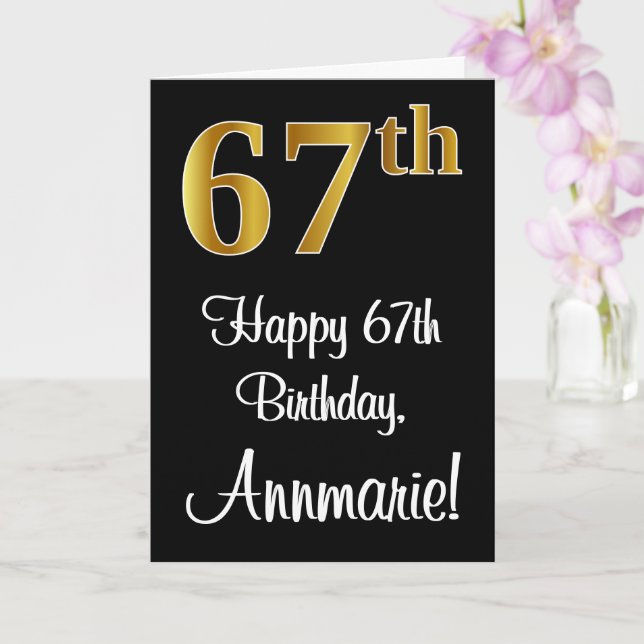 Carte 67e anniversaire ~ Elégant Luxueux Faux Gold Look  (Orchidée)