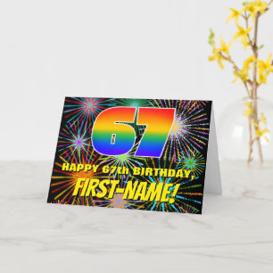 Carte 67e anniversaire : Feu d'artifice festif amusant e