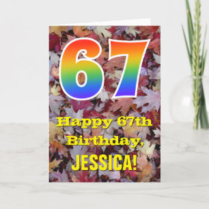 Carte 67e anniversaire; feuilles d'automne rustiques; ar