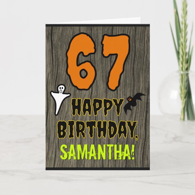 Carte 67e anniversaire : Thème d'Halloween Éffrayant, No (Devant)