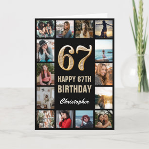 Carte 67e Joyeux Anniversaire Black and Gold Photo Colla