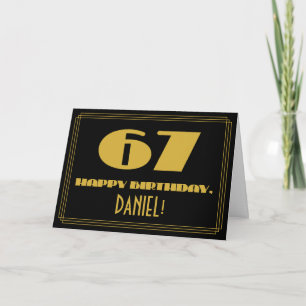 Carte 67ème anniversaire : Nom + Art Déco Inspiré Look "