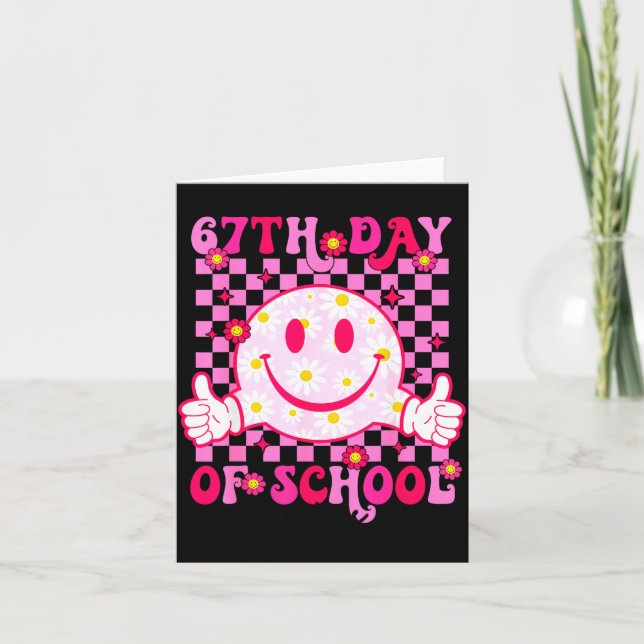 Carte 67th Day Of School Vibes 67 Meme Cute Smile Face T (Devant)