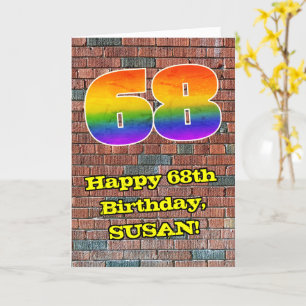 Carte 68e anniversaire : Arc-en-ciel amusant inspiré par