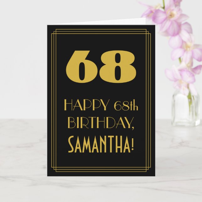 Carte 68e anniversaire ~ Art Déco Inspiré Look "68" & No (Orchidée)