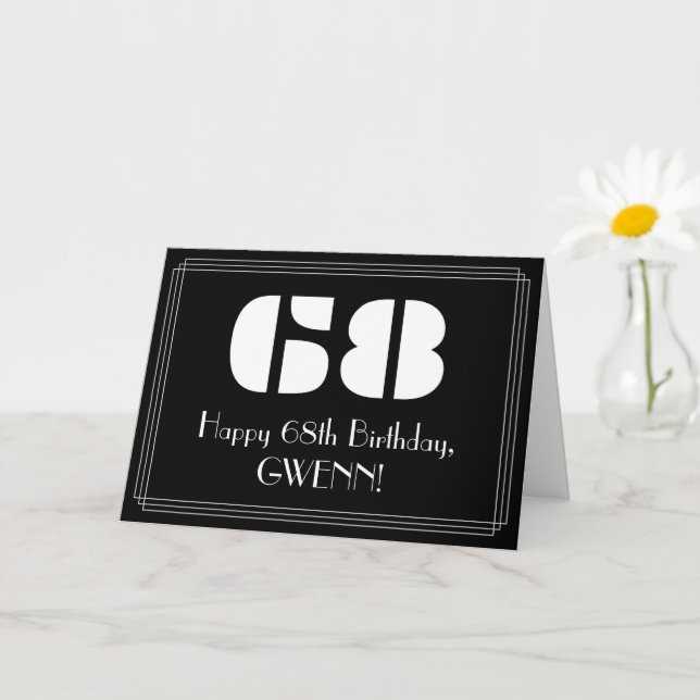 Carte 68e anniversaire : Art Déco Inspiré Look "68" & No (Petite plante)