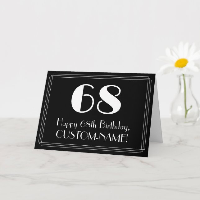 Carte 68e anniversaire ~ Art Déco Inspiré Look "68", Nom (Petite plante)
