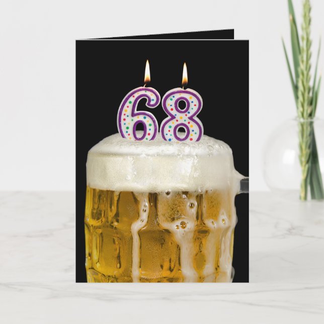 Carte 68e anniversaire Bière en noir (Devant)