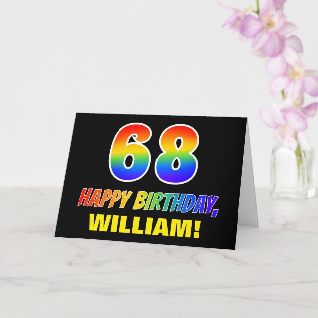 Carte 68e anniversaire : Bold, amusant, simple, arc-en-c (Orchidée)