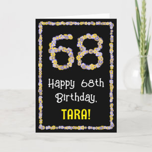Carte 68e anniversaire : Floral Flowers Numéro, Nom pers
