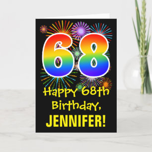 Carte 68e anniversaire : Fun Fireworks Motif + Rainbow 6