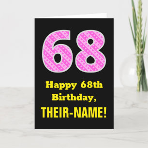 Carte 68e anniversaire : Pink Stripes and Hearts "68" + 
