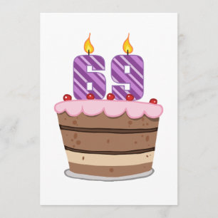 Carte 69 ans sur le gâteau d'anniversaire