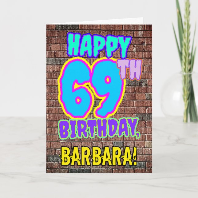 Carte 69e anniversaire - Amusant, Graffiti urbain inspir (Devant)