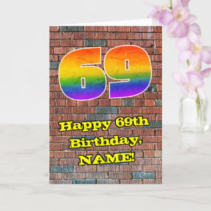 Carte 69e anniversaire : Arc-en-ciel amusant inspiré par