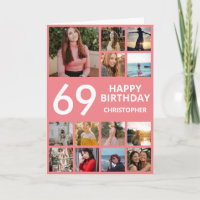 69e anniversaire Collage photo 13 photos rose et b