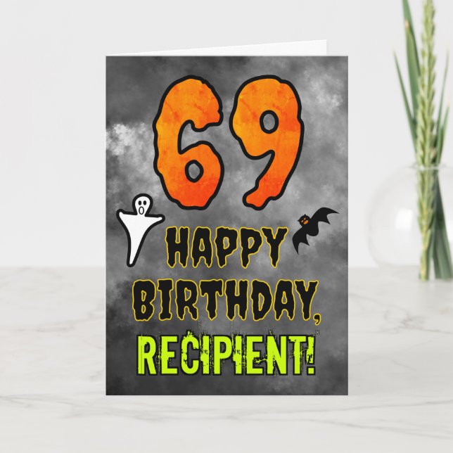 Carte 69e anniversaire : Eerie Halloween Thème + Nom per (Devant)
