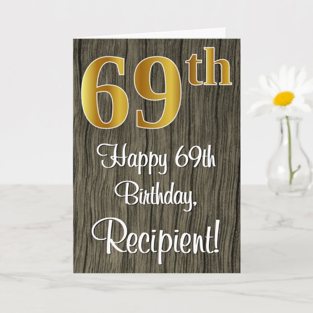 Carte 69e anniversaire : Elégant Faux Gold Look #, Faux  (Petite plante)