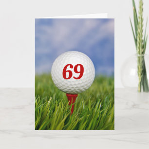 Carte 69e anniversaire Golf Ball on Red Tee