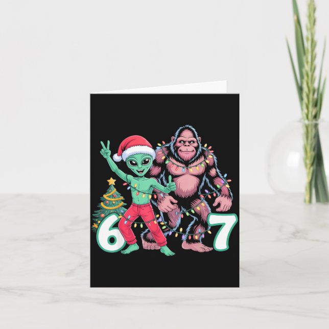 Carte 6 7 Meme Christmas Alien Sasquatch Six Seven Fun  (Devant)