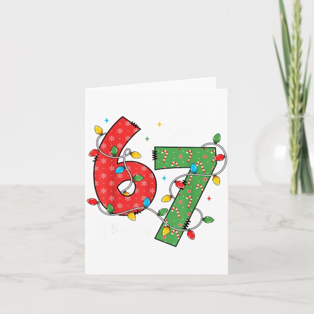 Carte 6 7 Six Seven Meme Xmas Lights Candy Cane Christma (Devant)