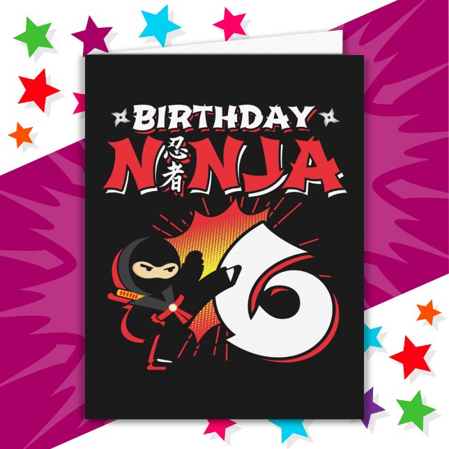 Carte 6 Ans de la bande dessinée Style Ninja 6e annivers (Créateur téléchargé)
