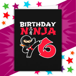 Carte 6 ans Karate Ninja Party Enfants 6e anniversaire