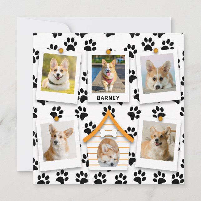 Carte 6 Photo Collage Ajouter Nom Dog House Empreintes d (Devant)